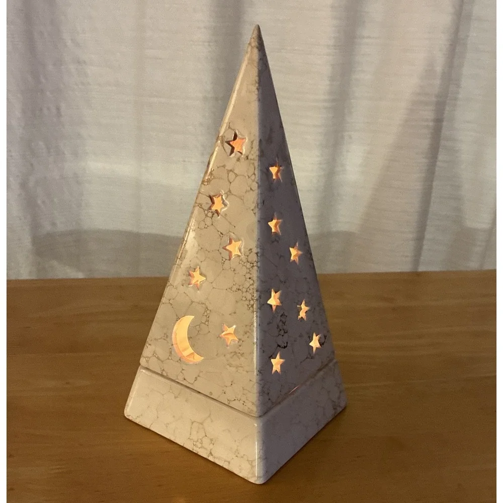 VTG Partylite Galaxy Pyramid Tea light Holder Witchy Celestial Moon And Stars